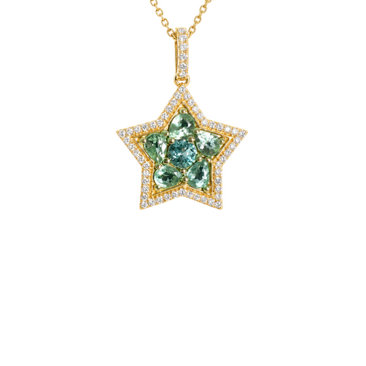 Emerald Pendant with Diamond Bezel 