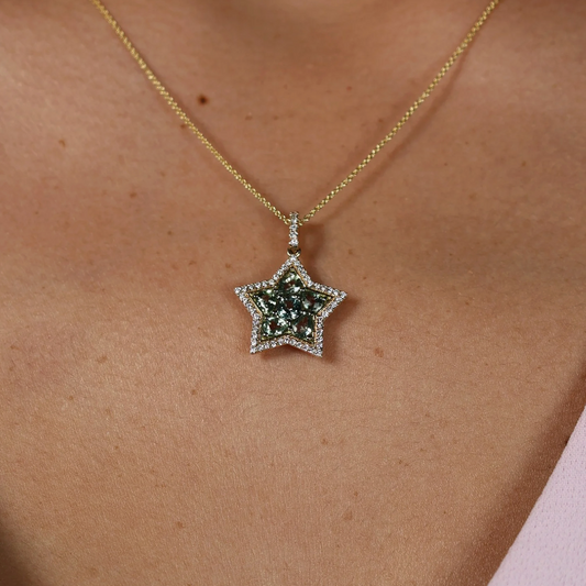 Emerald Pendant with Diamond Bezel 