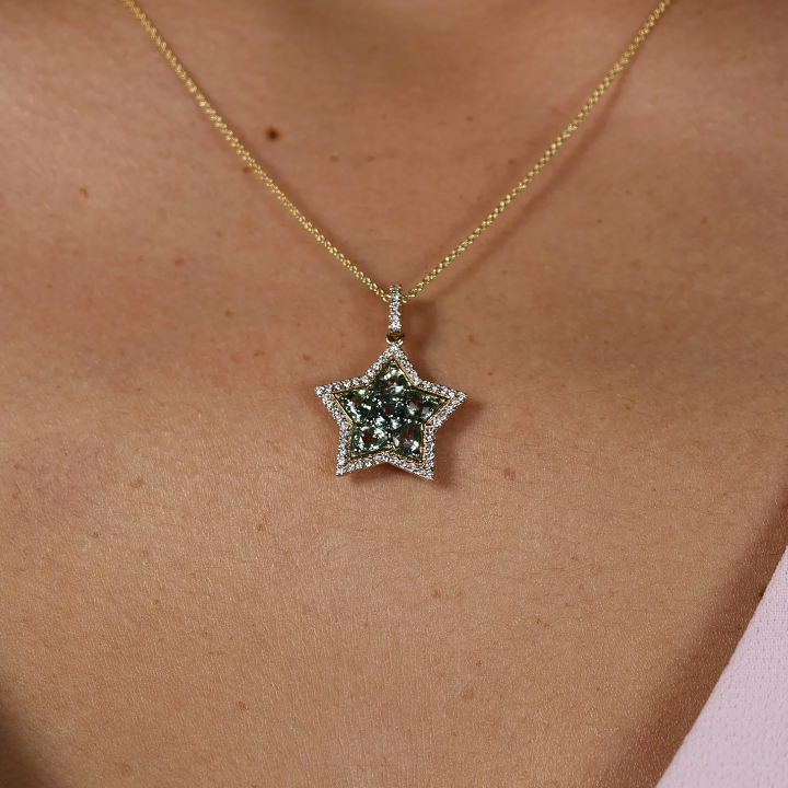Emerald Pendant with Diamond Bezel 