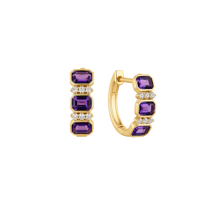 Hoops Amatista Diamantes