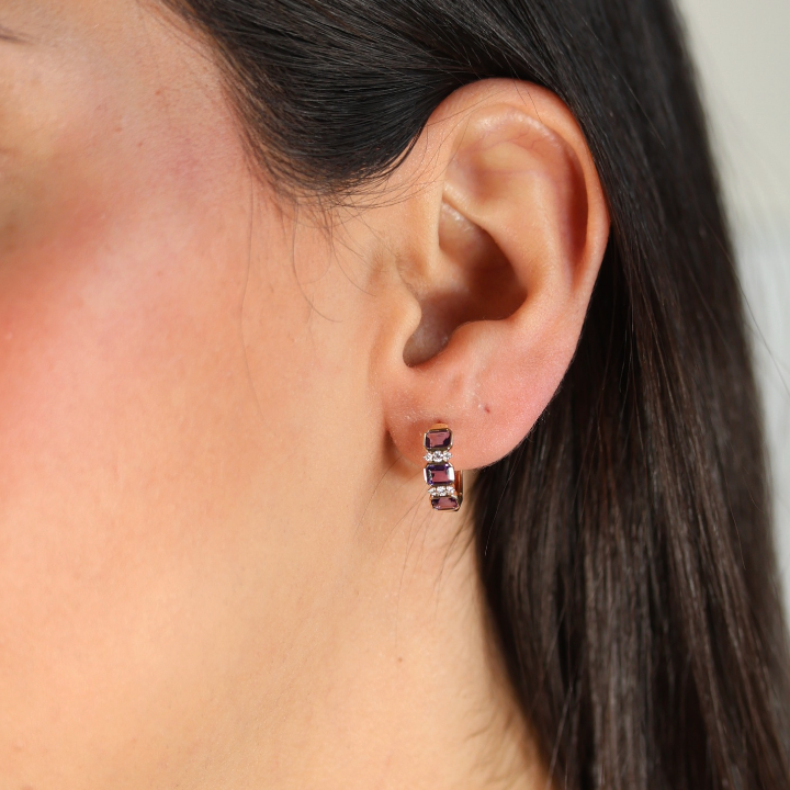 Hoops Amatista Diamantes