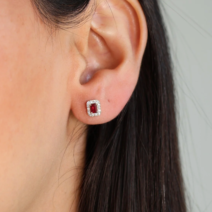 Aretes Rubí Diamantes