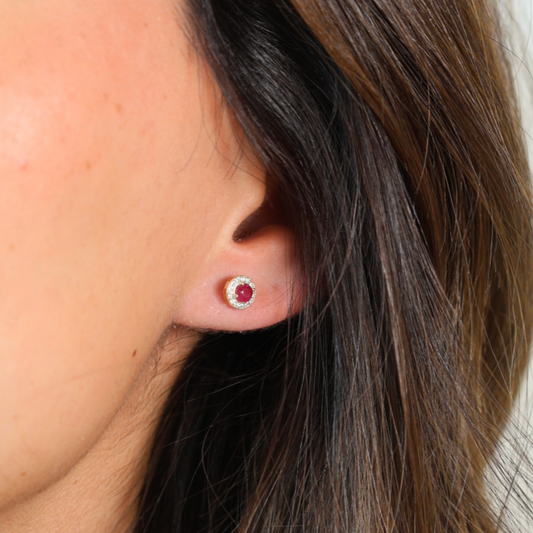 Aretes Rubí Diamantes
