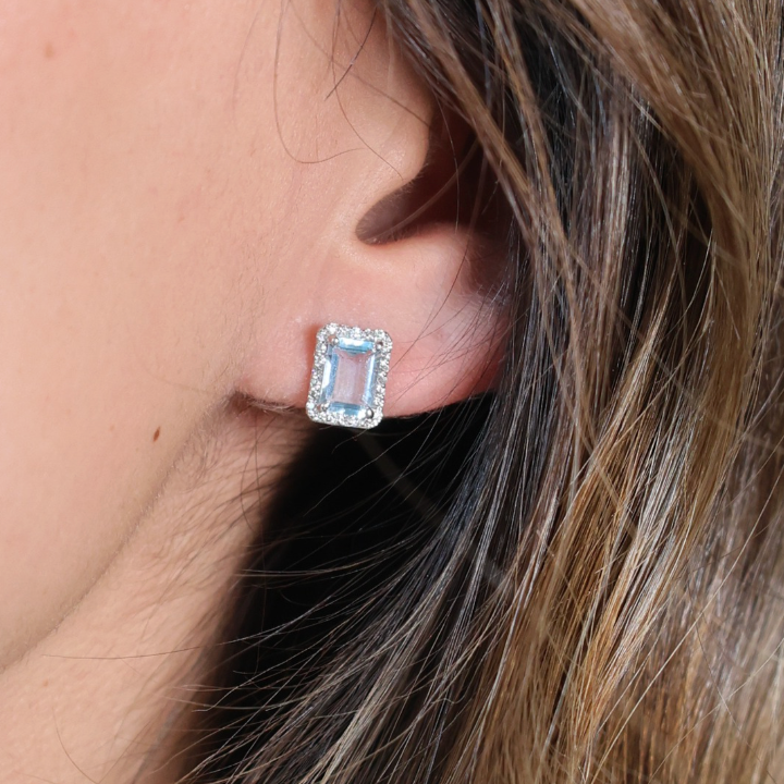 Aretes Topacio Azul Diamantes