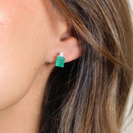 Emerald and Diamond Toi et Moi Earrings