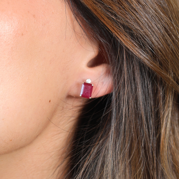 Aretes Rubí Diamantes