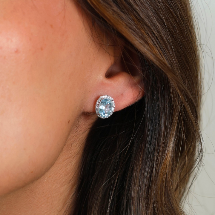 Aretes Topacio Azul Diamantes
