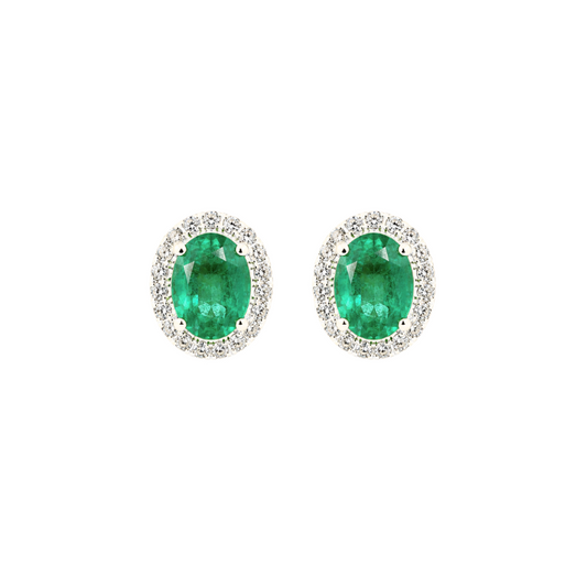 Emerald and Diamond Toi et Moi Earrings