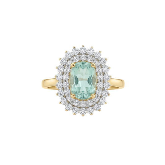 Anillo Paraiba Doble Halo