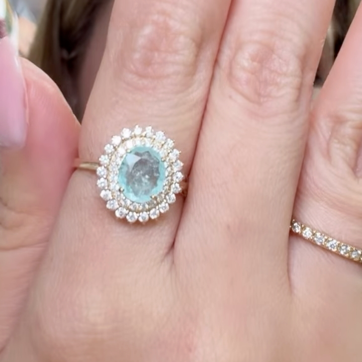 Anillo de Paraiba doble halo