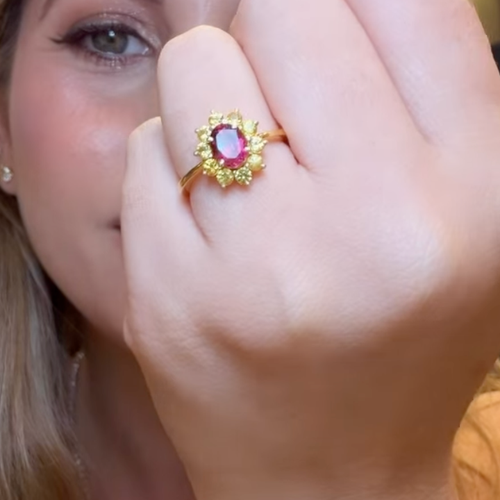 Anillo Turmalina y zafiro amarillo