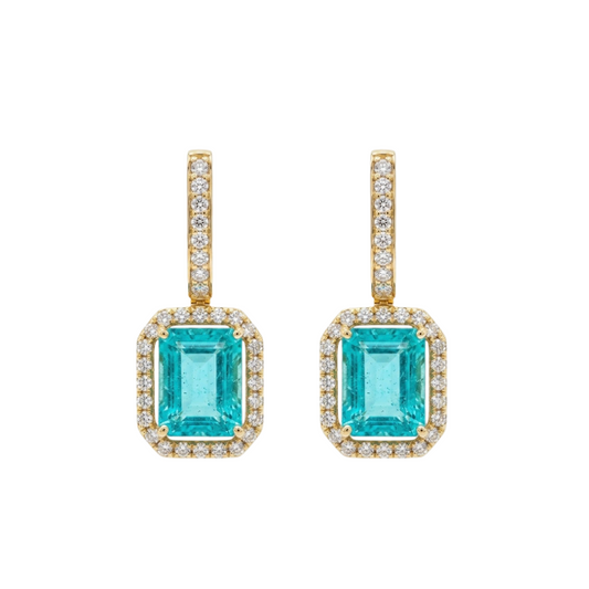 Aretes de esmeralda con halo