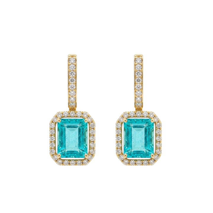 Aretes de esmeralda con halo