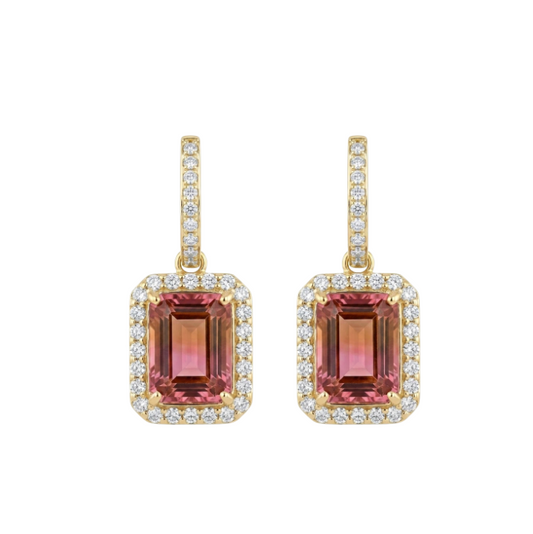 Aretes de turmalina y diamante