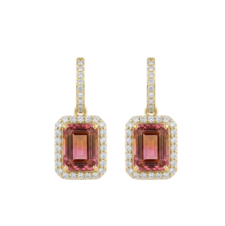 Aretes de turmalina y diamante