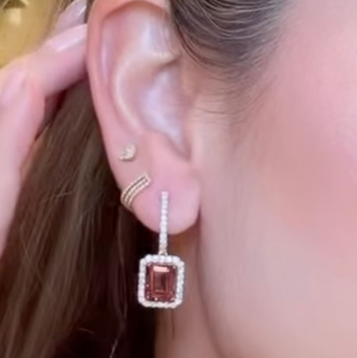 Aretes de turmalina y diamante