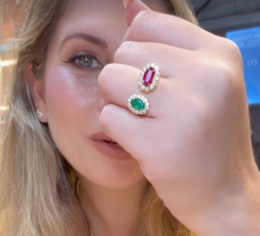 Anillo Esmeralda Rubí Diamantes
