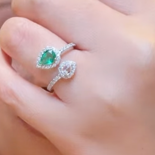 Anillo esmeralda y Diamantes
