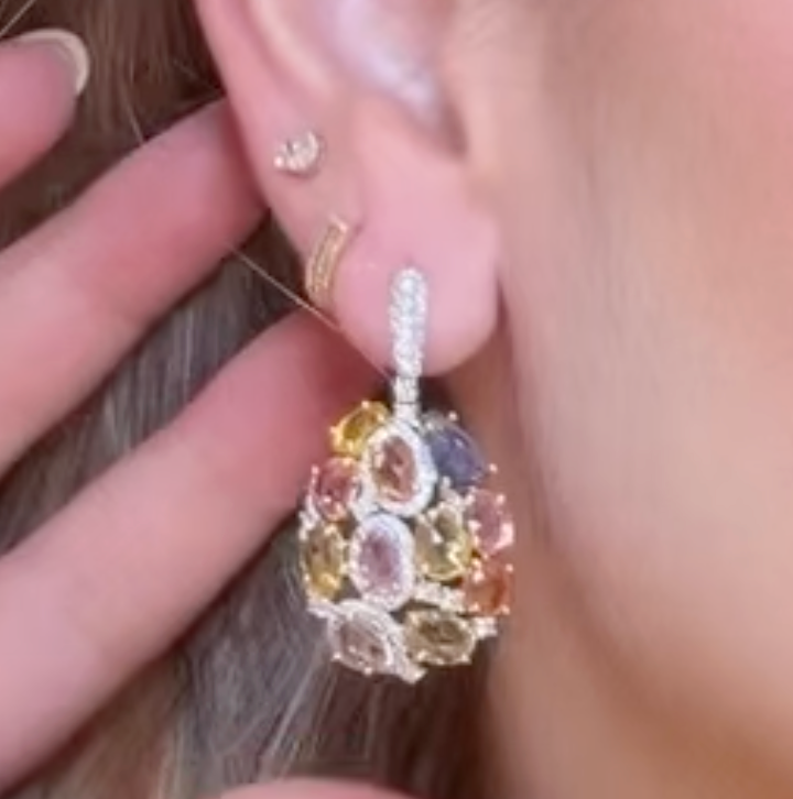Aretes de zafiro con diamantes