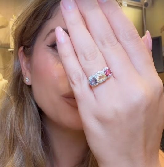 Anillo Turmalina, Tanzanita y Zafiro