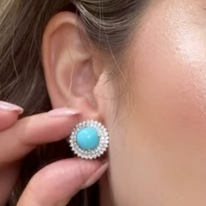 Aretes de turquesa con diamantes
