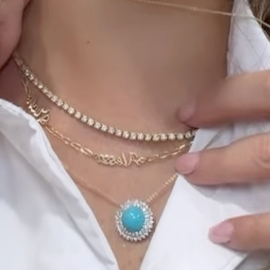 Collar de turquesa con diamantes