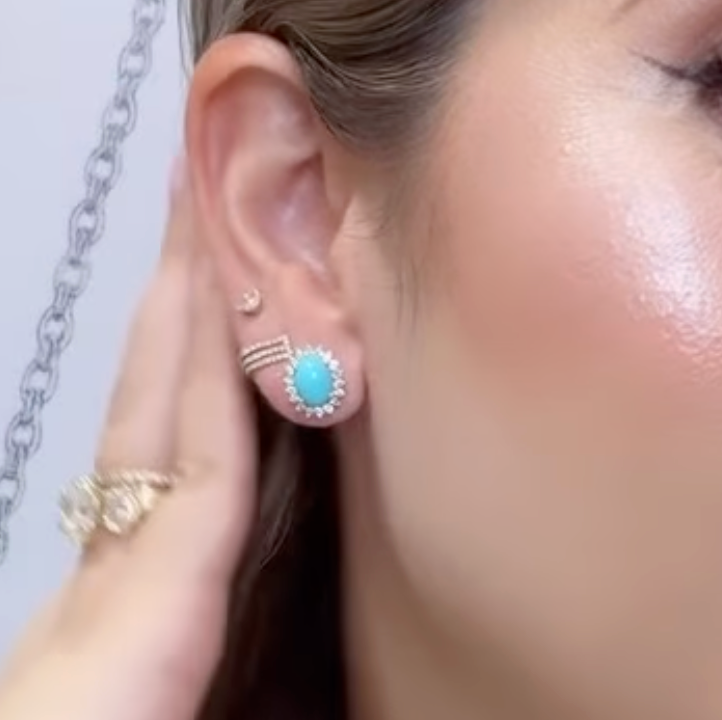Aretes de turquesa con diamantes