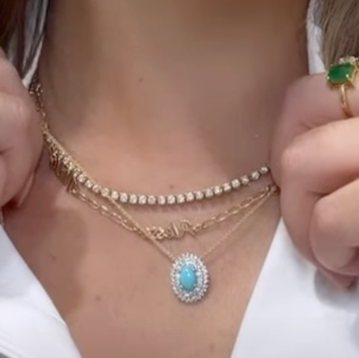 Collar de turquesa con diamantes