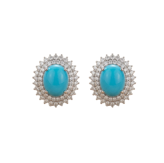 Aretes de turquesa y diamantes