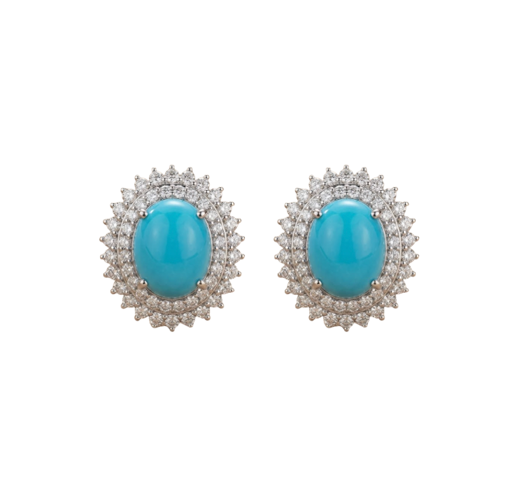 Aretes de turquesa y diamantes