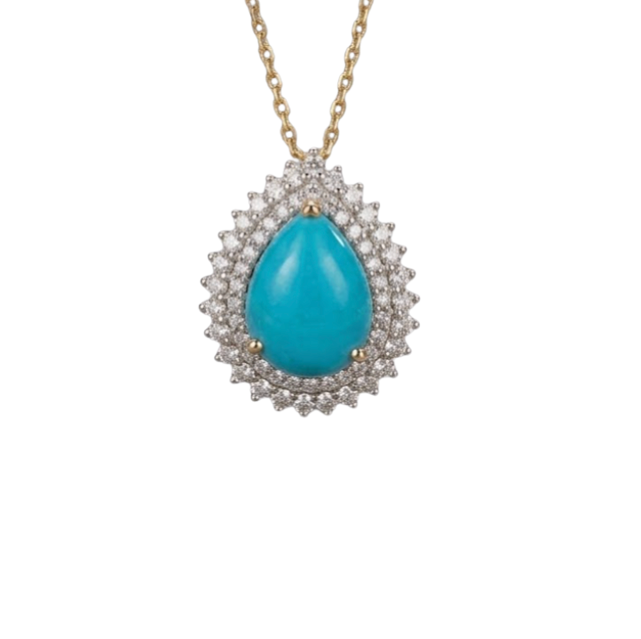 Collar de turquesa con diamantes