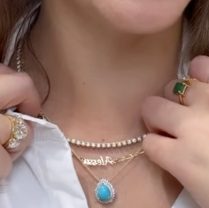 Collar de turquesa con diamantes