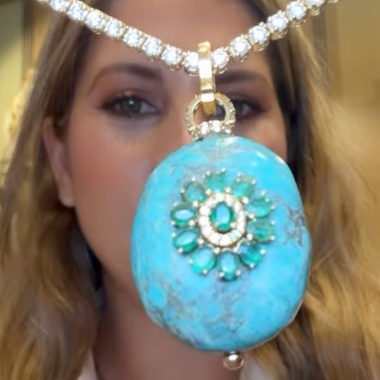 Dije Turquesa con Esmeraldas y Diamantes