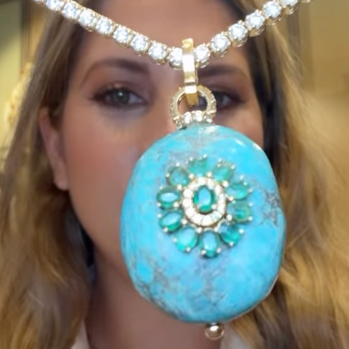 Dije Turquesa con Esmeraldas y Diamantes