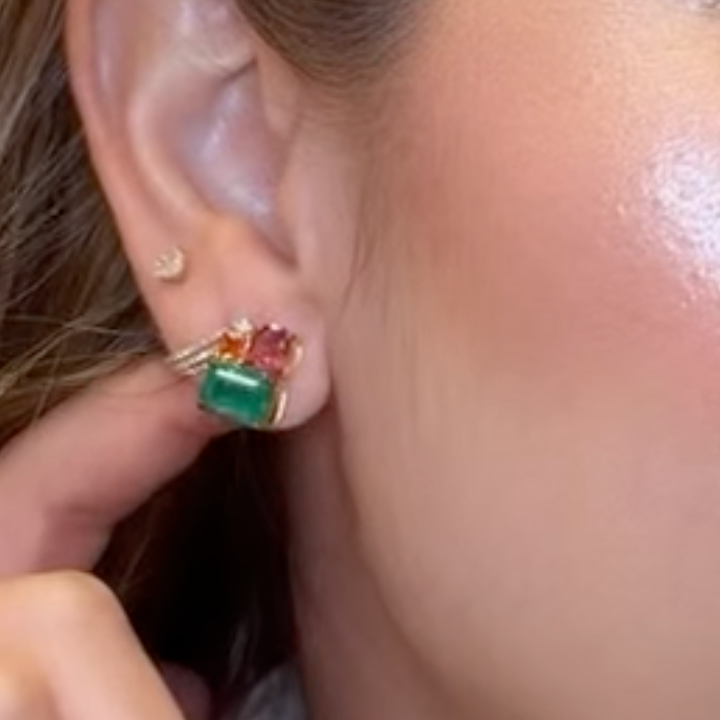 Aretes de Esmeralda, Turmalina, Zafiro y Diamantes