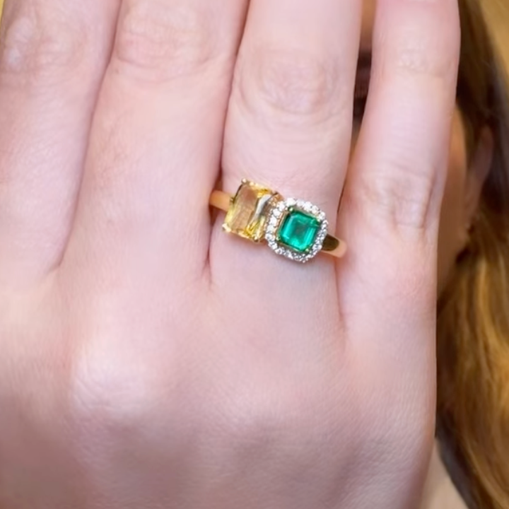 Anillo Esmeralda, Zafiro y Diamantes