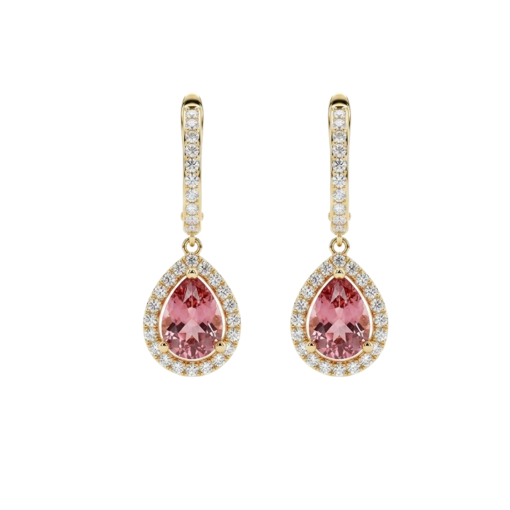 Aretes de turmalina pera con diamantes