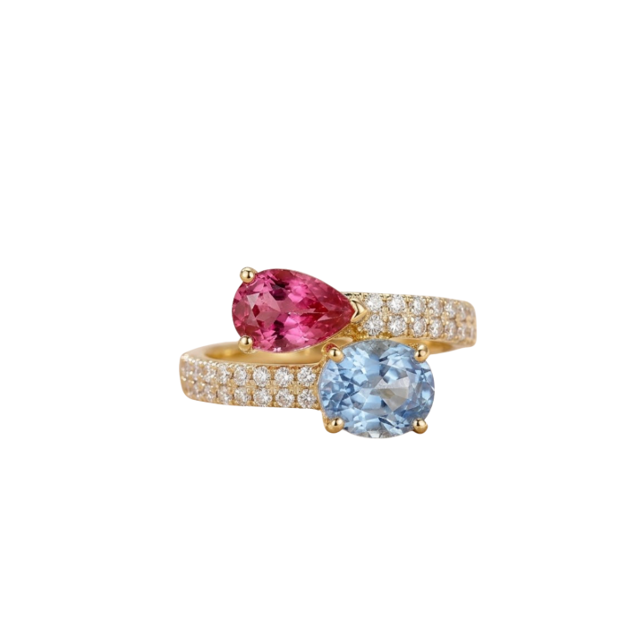 Anillo de Zafiro, Spinnel y Diamante