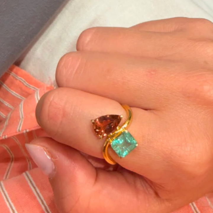 Anillo de Esmeralda y Turmalina
