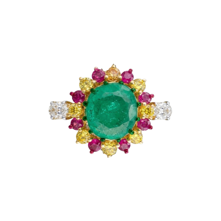 Anillo de Esmeralda, Rubi, Diamante y Zafiro