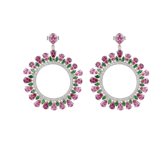 Aretes de Turmalina, Tsavorite y Diamante