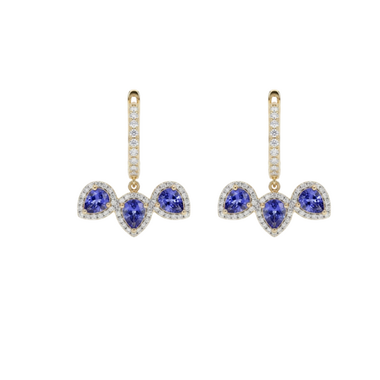 Aretes de tanzanita y diamante