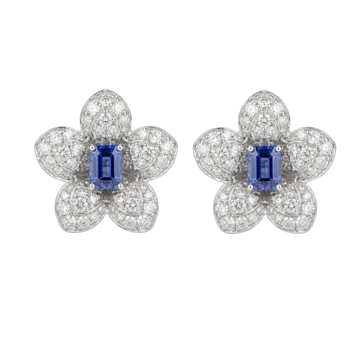 Aretes de flor con tanzanita y diamantes