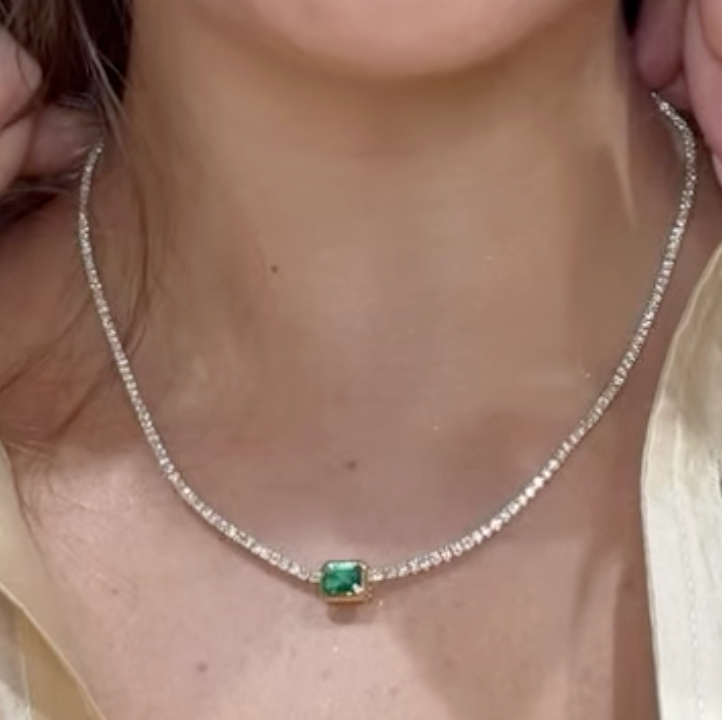 Tennis Necklaces Con Esmeralda