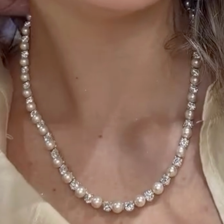 Tennis necklace con perlas