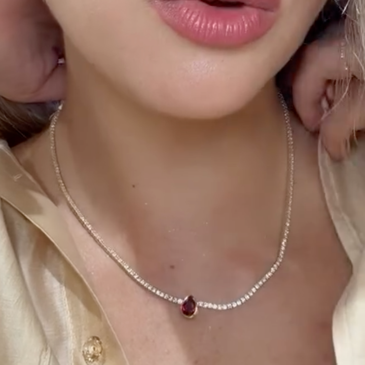 Tennis Necklace con Rubi