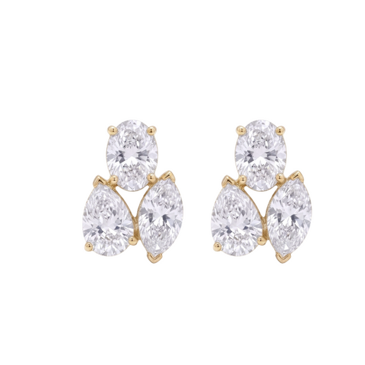 Aretes three stone de diamantes