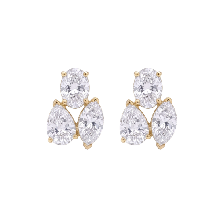 Aretes three stone de diamantes