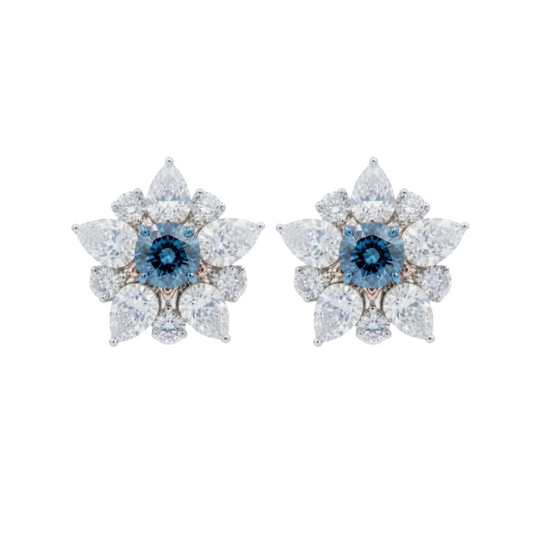 Aretes de Diamantes con Diamante azul