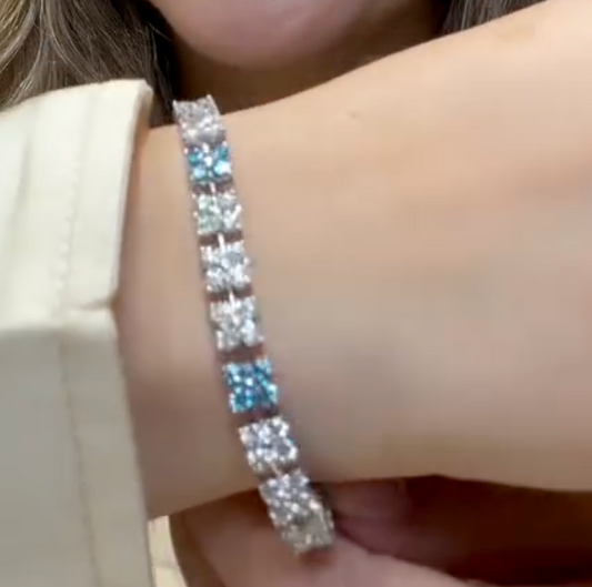 Pulsera De Diamantes con Diamantes Azul